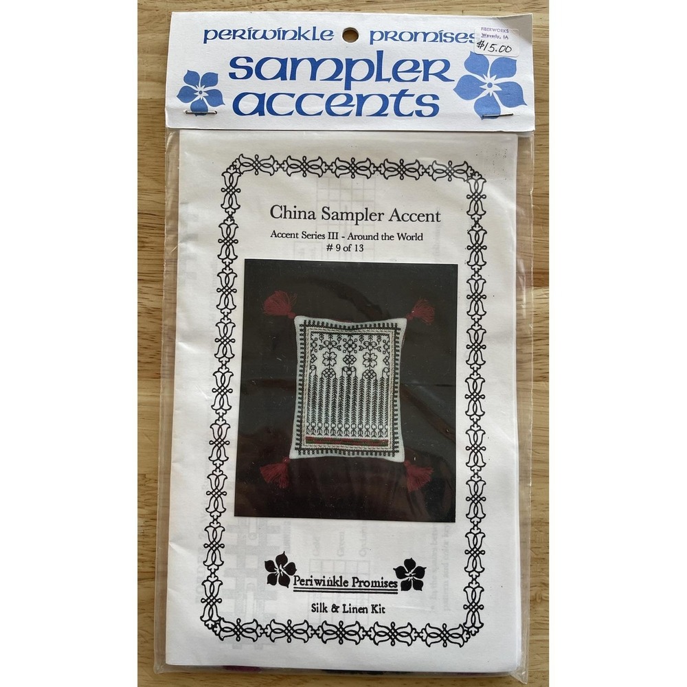 Periwinkle Promises Sampler Accents CHINA SAMPLER Needlepoint Silk & Linen Kit
